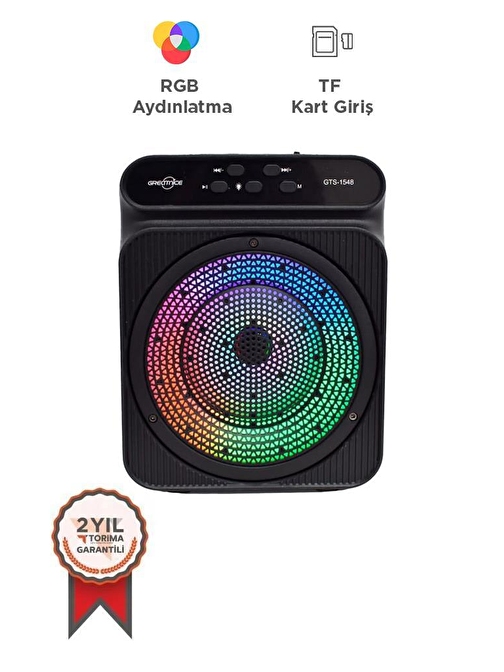 Torima GTS-1548 8W 4" Extra Bass RGB Işıklı Bluetooth Hoparlör FM Radyo USB TF AUX Destekli Speaker
