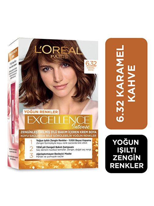 L'Oréal Paris Excellence Intense Saç Boyası 6.32 KARAMEL KAHVE