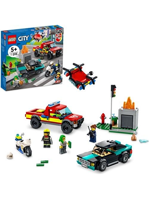 LEGO City 60319 İtfaiye Kurtarma Operasyonu ve Polis Takibi (295 Parça)