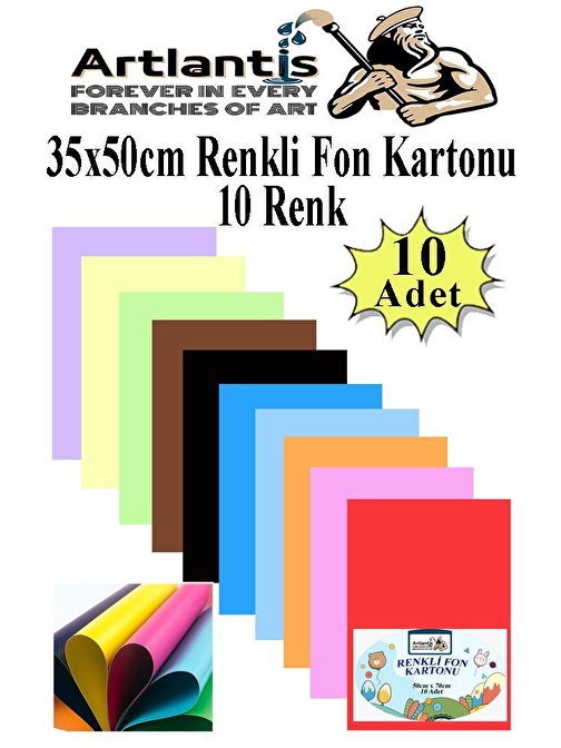 Fon Kartonu 10 Lu 35x50 Cm 10 Paket Artlantis 10 Renk Fon Kartonu 35*50 Okul Sınıf Kreş Anasınıfı