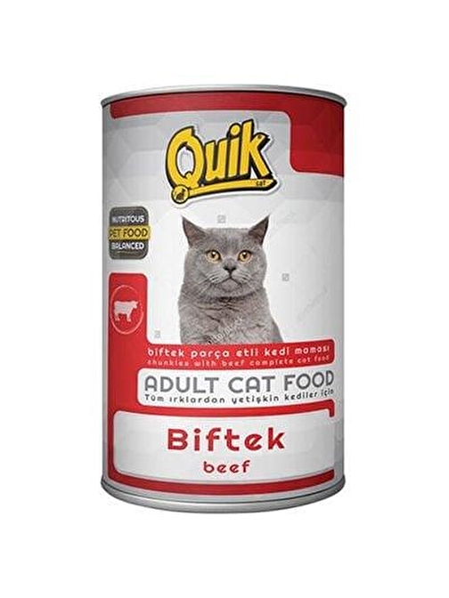 Quik Biftekli Yetişkin Konserve Kedi Maması 415 Gr