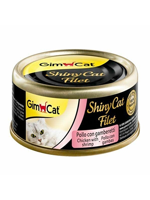 Gimcat Shinycat Kıyılmış Fileto Öğünlük Tavuklu ve Karidesli Konserve Kedi Maması 70 Gr