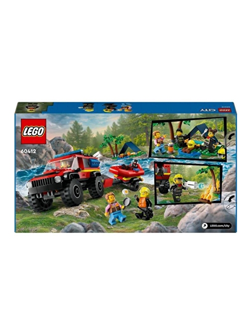 LEGO City 60412 4x4 Kurtarma Botlu İtfaiye Kamyonu (301 Parça)