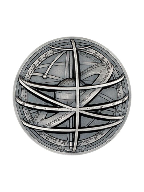  Armillary Sphere Historic Instruments 2024 2 Ons 62.20 Gram Gümüş Sikke Coin (999.9)