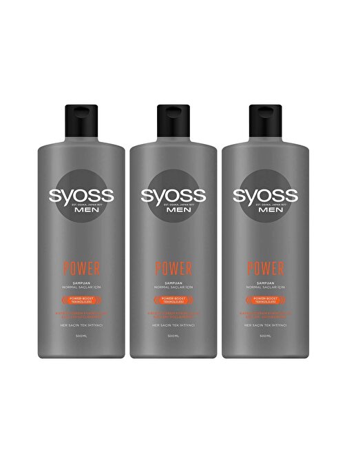 Syoss Men Power Güçlendirici Şampuan 500 ml X 3 Adet