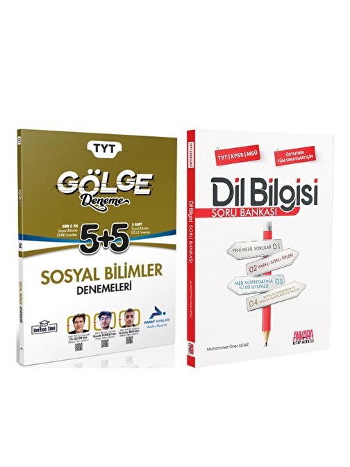 Paraf TYT Sosyal Bilimler Gölge Deneme ve AKM Dil Bilgisi Soru Bankası Seti 2 Kitap