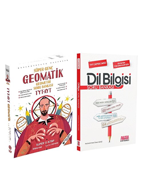 Süper Kitap TYT AYT Geometri ve AKM Dil Bilgisi Soru Bankası Seti 2 Kitap