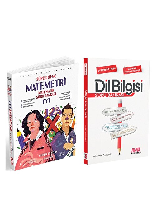 Süper Kitap TYT Matematik ve AKM Dil Bilgisi Soru Bankası Seti 2 Kitap