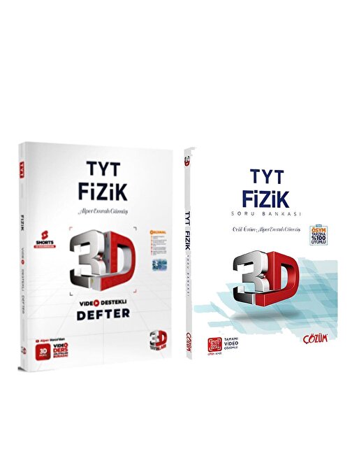 3D TYT Fizik Defter ve Soru Bankası Seti 2 Kitap