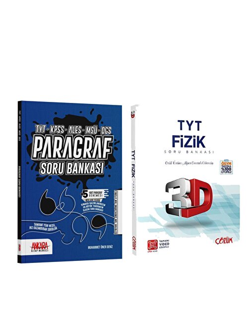 3D TYT Fizik ve AKM Paragraf Soru Bankası Seti 2 Kitap