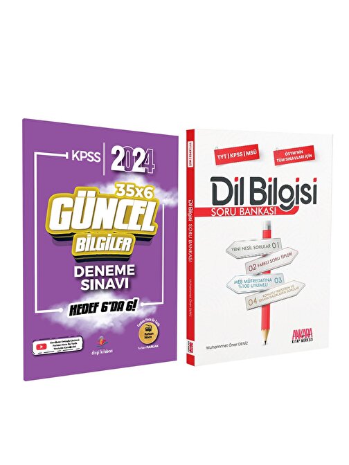 Dizgi 2024 KPSS Güncel Bilgiler 35 Deneme ve AKM Dil Bilgisi Soru Bankası Seti 2 Kitap