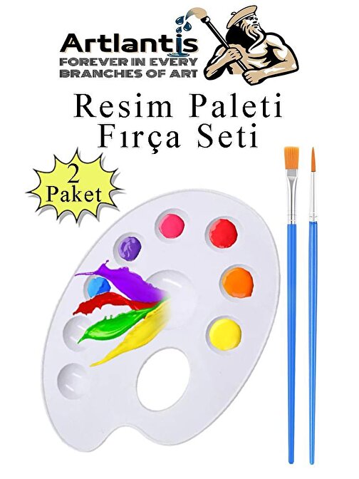 Resim Paleti ve Resim Fırça Seti 2 Paket Ressam Paleti Boyama Fırçası Akrilik Boya Guaj Boya Suluboya
