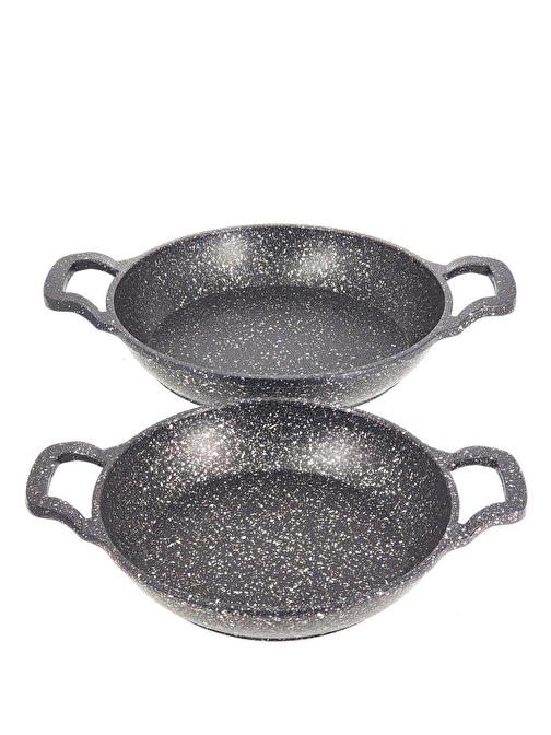 OMS 3729 Döküm Granit 2 Parça Kapaksız Sahan Set 18-20 cm Siyah