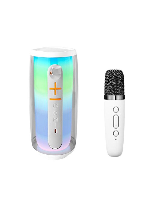 Newface Pluse 6 Mikrofonlu RGB Kablosuz Hoparlör - Beyaz