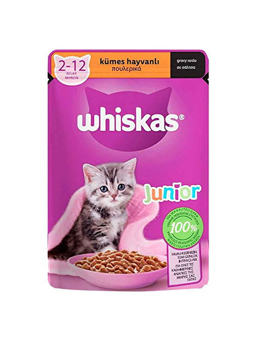 Whiskas Pouch Sos İçinde Kümes Hayvanlı Yavru Kedi Konservesi 28 Adet 85 Gr