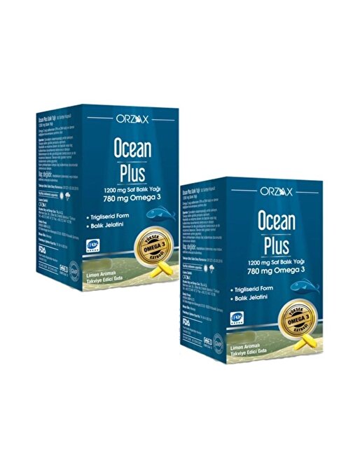 Orzax Ocean Plus 1200 mg Balık Yağı 30 Kapsül 2 Adet