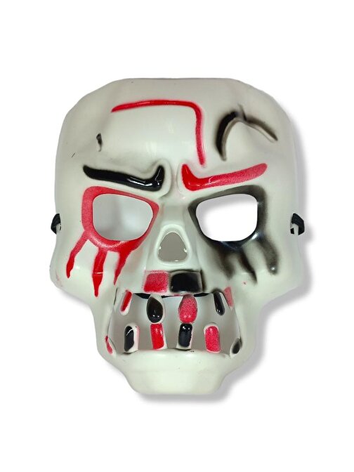 Himarry Beyaz Üzeri Rengarenk Korku Dişli Kafatası Maskesi 30x22 cm