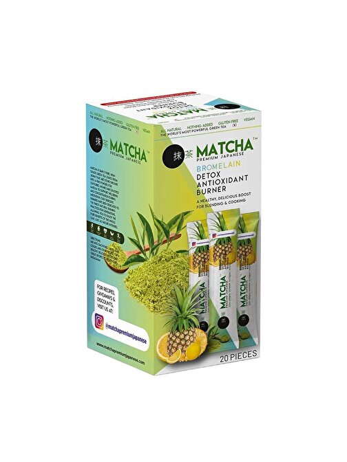 Matcha Premium Japanese Bromelain Ananaslı Limonlu Matcha Çayı 20x8GR
