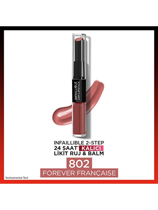 L'Oréal Paris Infaillible 2-Step 24 Saat Kalıcı Likit Ruj & Balm - 802 Forever Française
