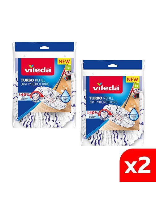 Vileda 2 Paket Turbo 3in1 Extra Pedli Mikrofiber Yedek Paspas  