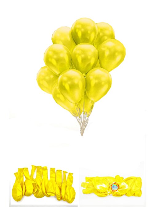 Metalik Parlak Renkli 10'lu Paketli Balon 12 Inç - Sarı