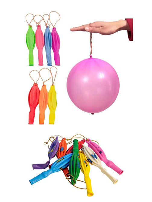 Punch Balon Lastikli Renkli Baskılı Balon - 10 Adet
