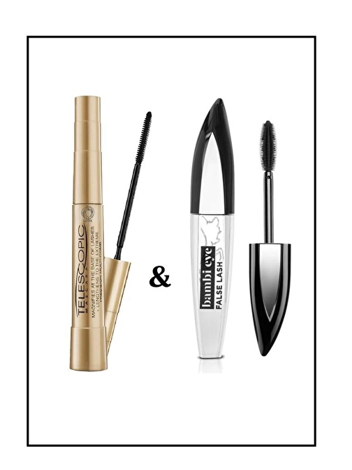 Loreal Paris Telescopic Gold Maskara & Bambi Eye False Lash Ceylan Göz Etkili Ekstra Siyah Maskara 2'li Set