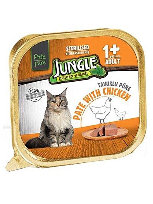 Jungle Tavuklu Pate Yetişkin Kısırlaştırılmış Konserve Kedi Maması 100 Gr