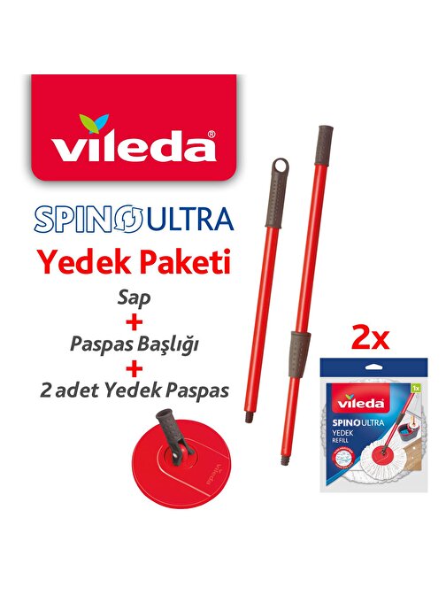 Vileda Spino Ultra Yedek Sap + Başlık + 2 Adet Yedek Paspas Paketi 