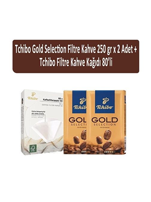 Tchibo Gold Selection Filtre Kahve 250 gr x 2 Adet + Tchibo Filtre Kahve Kağıdı 80'li