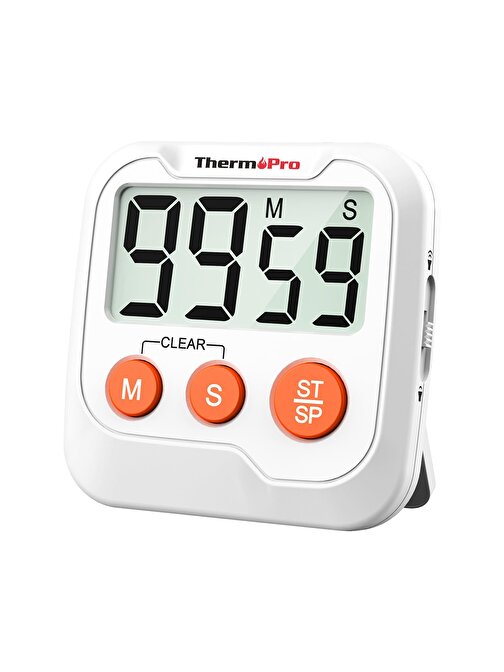 ThermoPro TM03 Mutfak, Spor, Ders için Alarmlı, Işıklı, Çift Geri Sayımlı Kronometre ve Dijital Saat