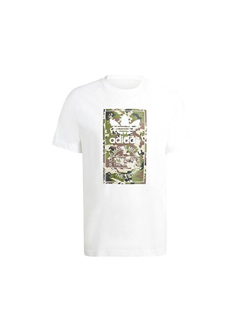 adidas Camo Tongue Tee Erkek Günlük Tişört IS0246 Beyaz