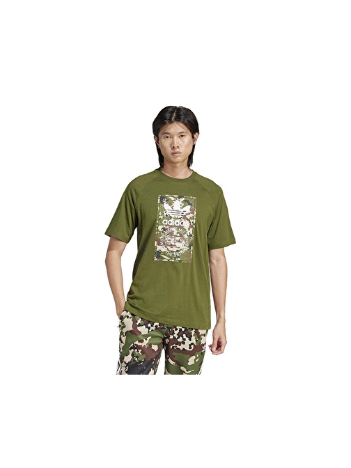 adidas Camo Tongue Tee Erkek Günlük Tişört IS0248 Yeşil