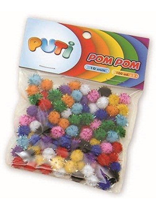 Puti 10 Mm Metalik Pom Pom 100 Lü Paket