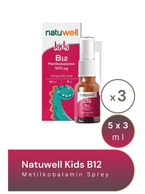 Natuwell Kids B12 Metilkobalamin Sprey 5 ml-3 Adet