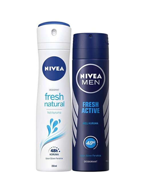 Nivea Fresh Natural Bayan Deosprey 150 Ml+ Fresh Active Erkek  Deosprey 150 Ml