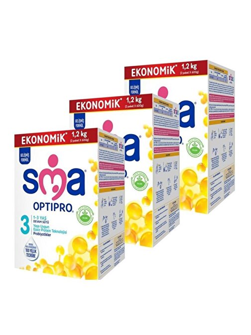 SMA Optipro Probiyotik 3 1- 3 Yaş Devam Sütü 1200 Gr X 3 Adet