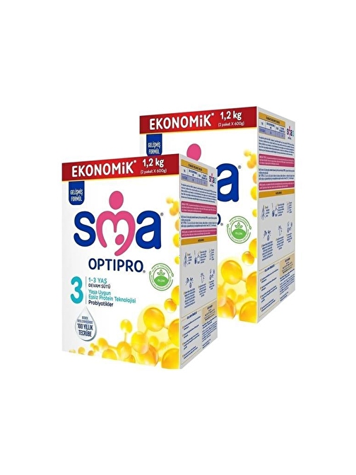 SMA Optipro Probiyotik 3 1- 3 Yaş Devam Sütü 1200 Gr X 2 Adet