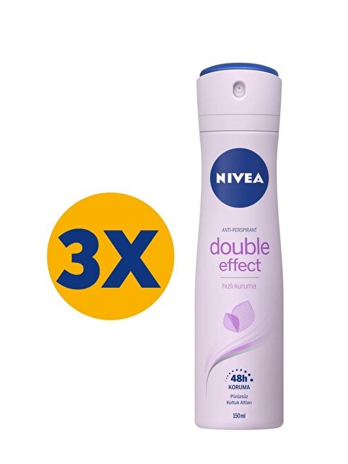 Nivea Double Effect Mor Düşler Sprey Deodorant 150Ml Kadın 3'Lü Paket
