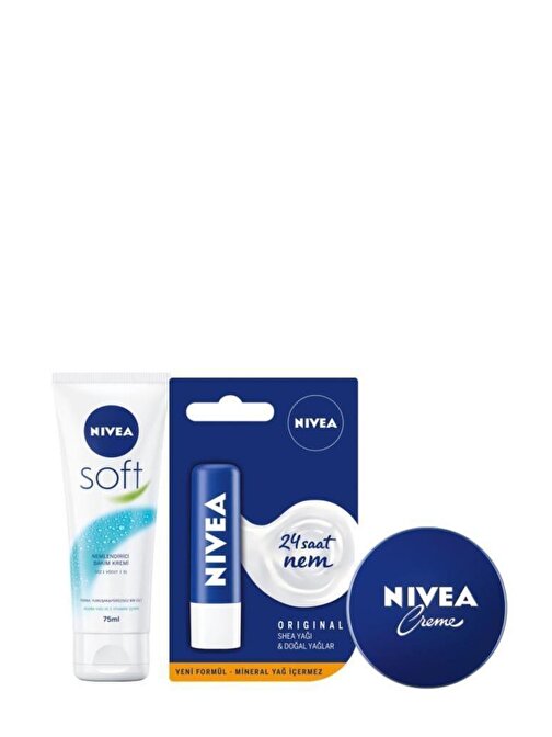NIVEA Soft 75 ml + NIVEA Dudak Kremi Original + NIVEA Krem 75 ml