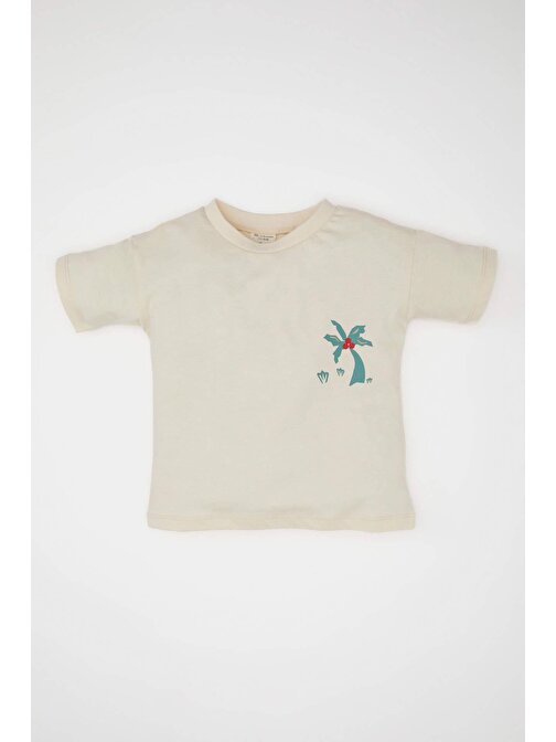 Erkek Bebek Palmiye Desenli Kısa Kollu Tişört C9362A524SM