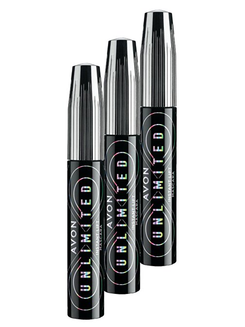 Avon Unlimited Kirpiklere Kalkık Görünüm Veren Maskara 10 Ml. Blackest Black Üçlü Set