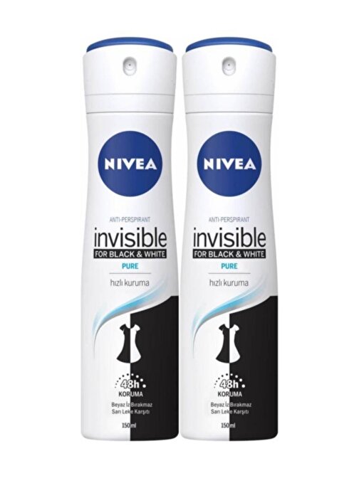 Nivea Invısıble Black&White Pure Bayan Deosprey 150 Ml 2'Li Paket