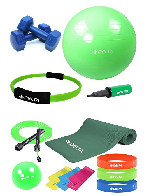 Delta 10 MM Minderli PYS Yeşil Full Pilates Seti ( 65 cm - 20 cm )