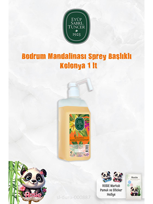 Eyüp Sabri Tuncer Bodrum Mandalinası Sprey Başlıklı Kolonya 1 lt ve ROSIE