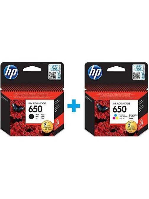 HP 650 CZ101AE Siyah + Renkli 2'li Set Kartuş