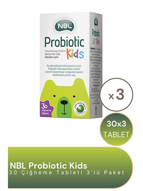 NBL Probiotic Kids 30 Çiğneme Tableti 3'lü Paket