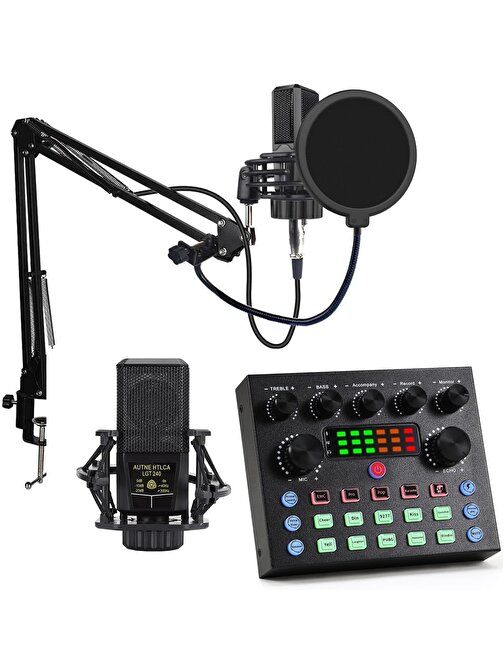 Coverzone Profesyonel Mikrofon Paketi Stüdyo Kaydı Ve Brocasting İçin Youtuber Mikrofonu Seti Özelleştirilebilir El Tipi Çok İşlevli BM101