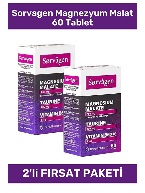 Magnezyum Malat Taurin Ve Vitamin B6 60 Tablet 2'li Paket