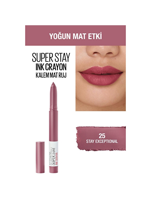 Maybelline New York Super Stay Ink Crayon Kalem Mat Ruj - 25 Stay Exceptional